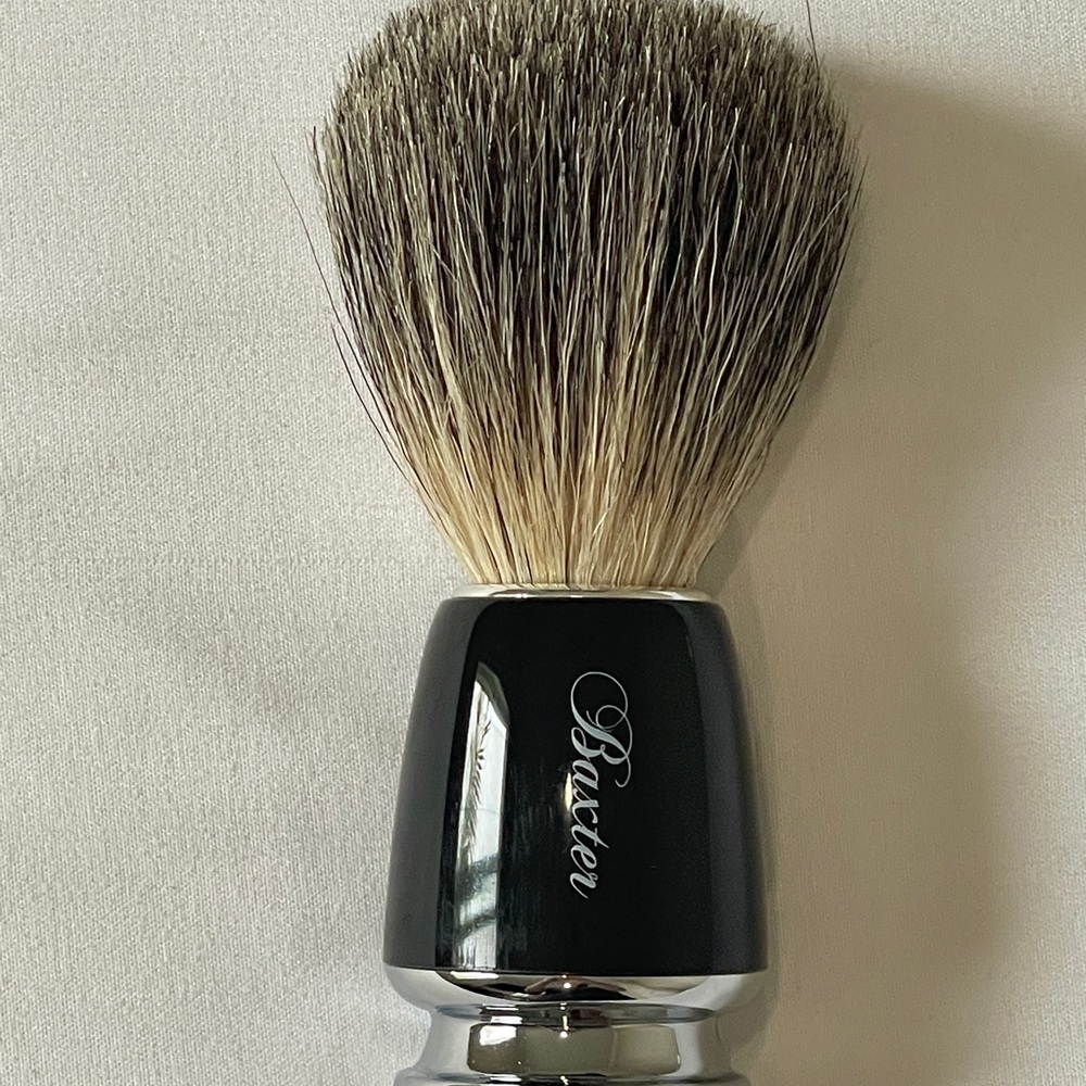 Baxter of California Black and Silver Shaving Brush Set for Grooming